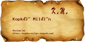 Kopkó Milán névjegykártya